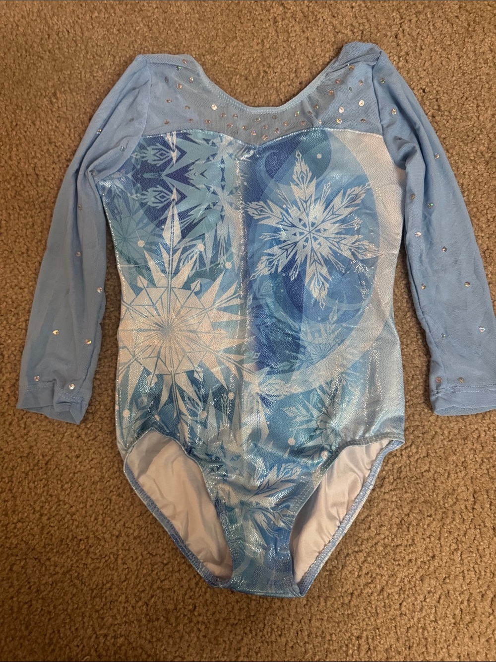 NWOT Frozen Kids Light Blue Snowflake Printed One-Piece Leotard